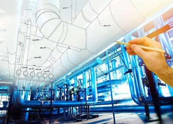 Technical MEP blueprints highlighting expert Alaska Construction Takeoff Services for industrial piping.
